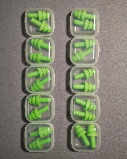 10 Pairs Noise Cancelling Ear Plugs, Premium Soft Silicone, Reusable, Waterproof, Hypoallergenic, Earplugs for Swimming, Airplanes, Concerts, Shooting, Travelling, Sleeping & Snoring (Green)
