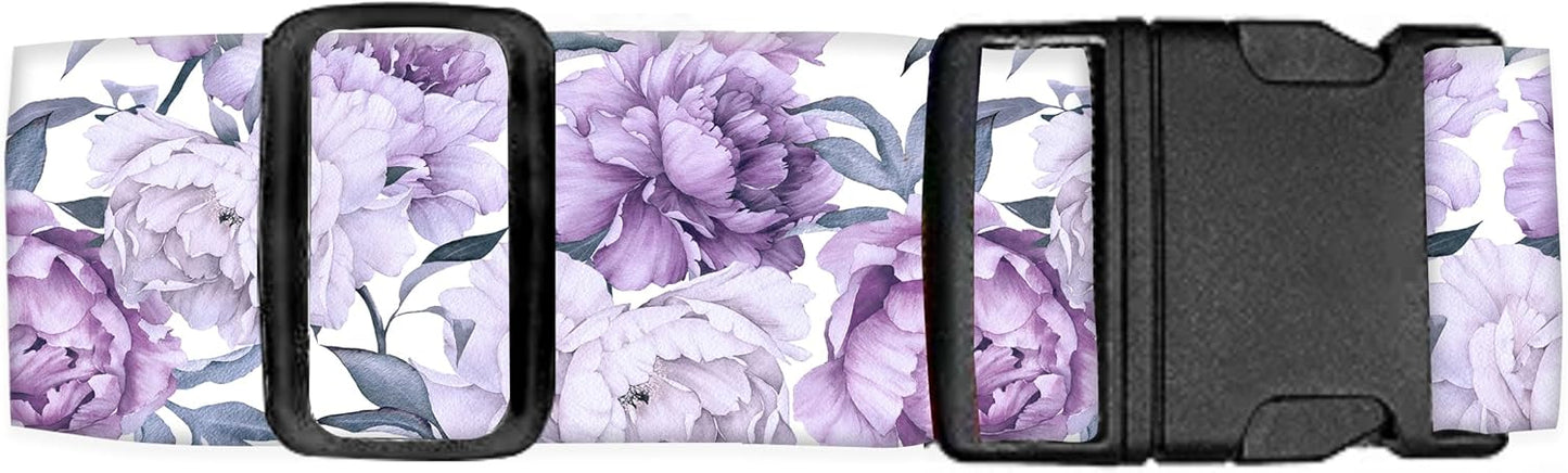 Luggage Straps for Suitcases Travel Belt Accessories, Cute Suitcase Strap, Adjustable Luggage Belt Strap, Heavy Duty with Quick-Release Buckle Luggage Strap Cute Purple Flowers