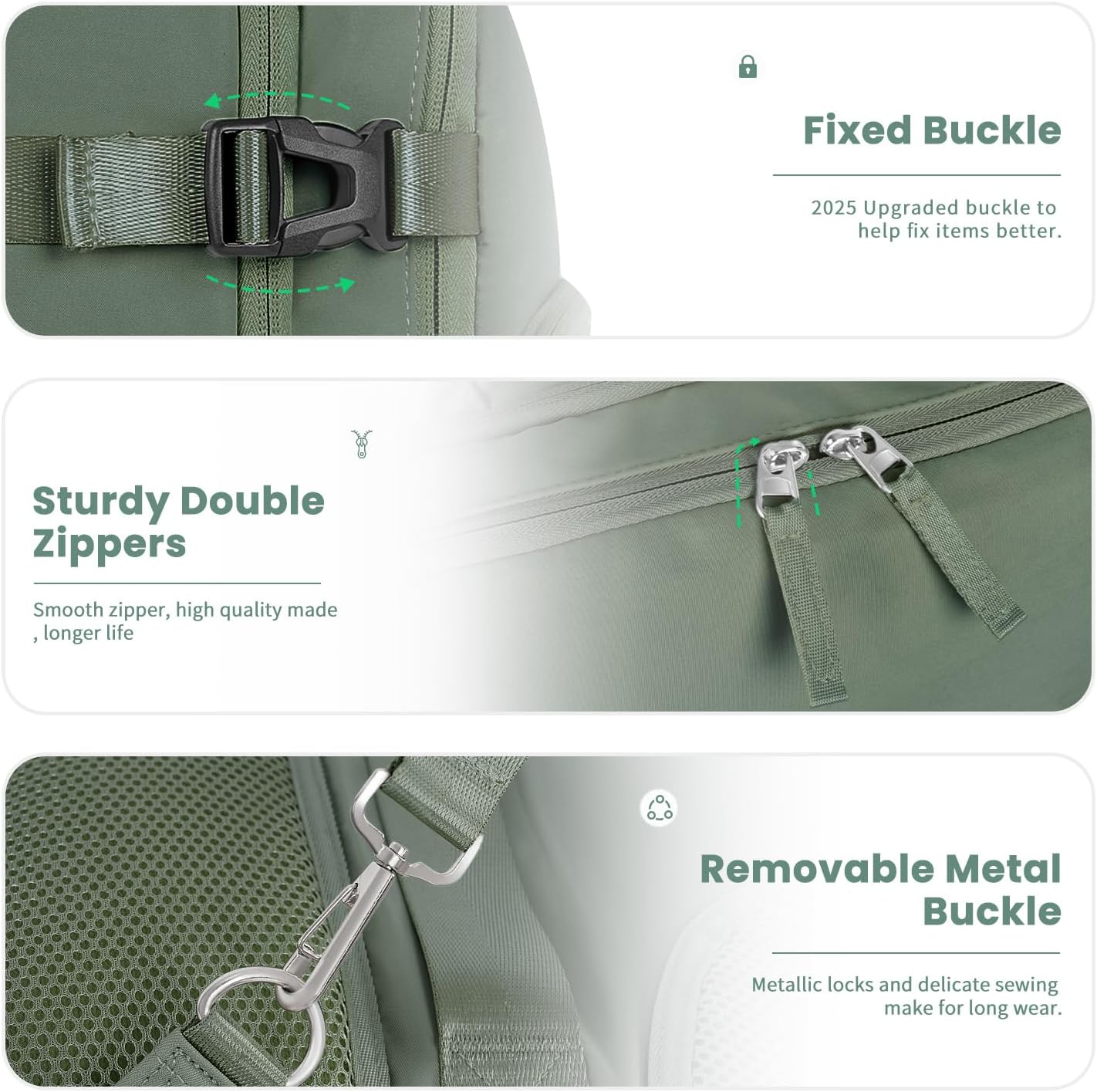 Personal Item Backpack, Carry on Travel Backpack with Multi-Pockets, Waterproof Casual College 16inch Laptop Backpack for Men Women, Army Green