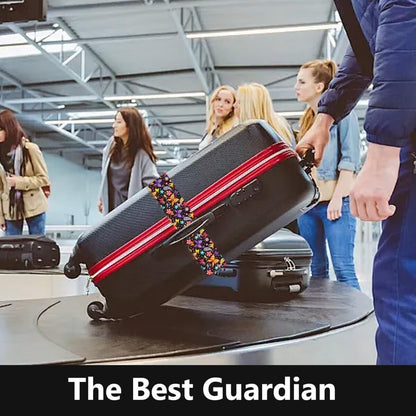 2 Pack Luggage Straps for Suitcases Adjustable Luggage Belt TSA Approved, Bright Colors Travel Packing Straps with Quick Release Buckle Unique Nylon for Sleeping Bag Car Seat, Butterfly Black