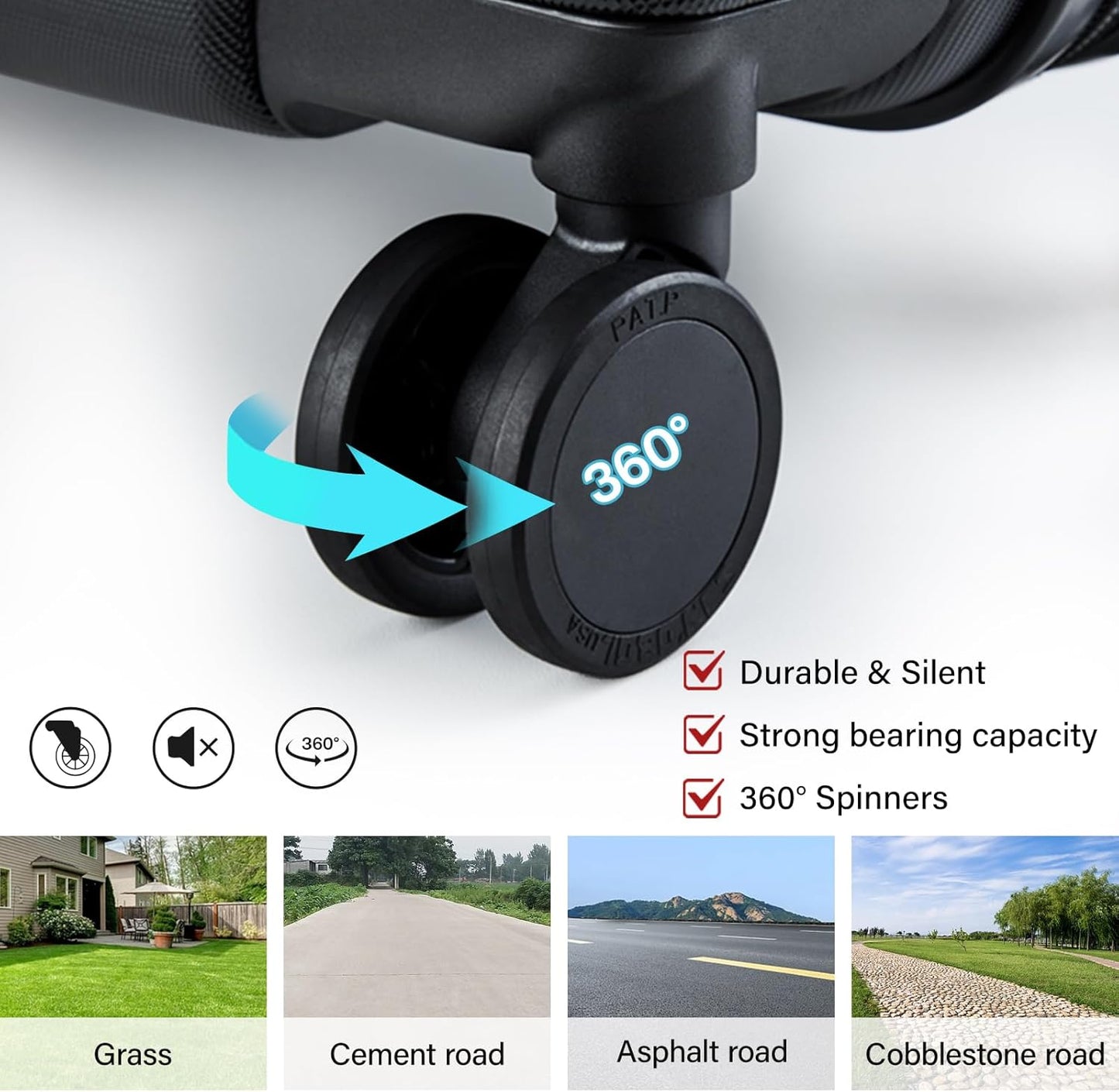 Hanke Hard Shell Luggage Sets 2 Pieces, Carry On and Checked Luggage Sets with Spinner Wheels, Durable PC Hardside Rolling Suitcase for Travel (20/28 Inch, Jet Black)