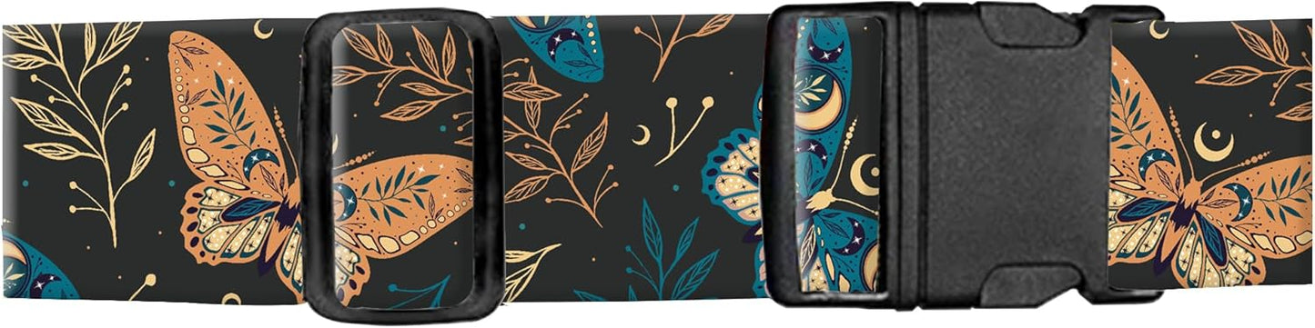 Luggage Straps for Suitcases, Adjustable Travel Belt, Durable Wide Luggage Strap, Cute Suitcase Strap Identifiers with Buckle, Bag Straps for Luggage, Boho Butterfly