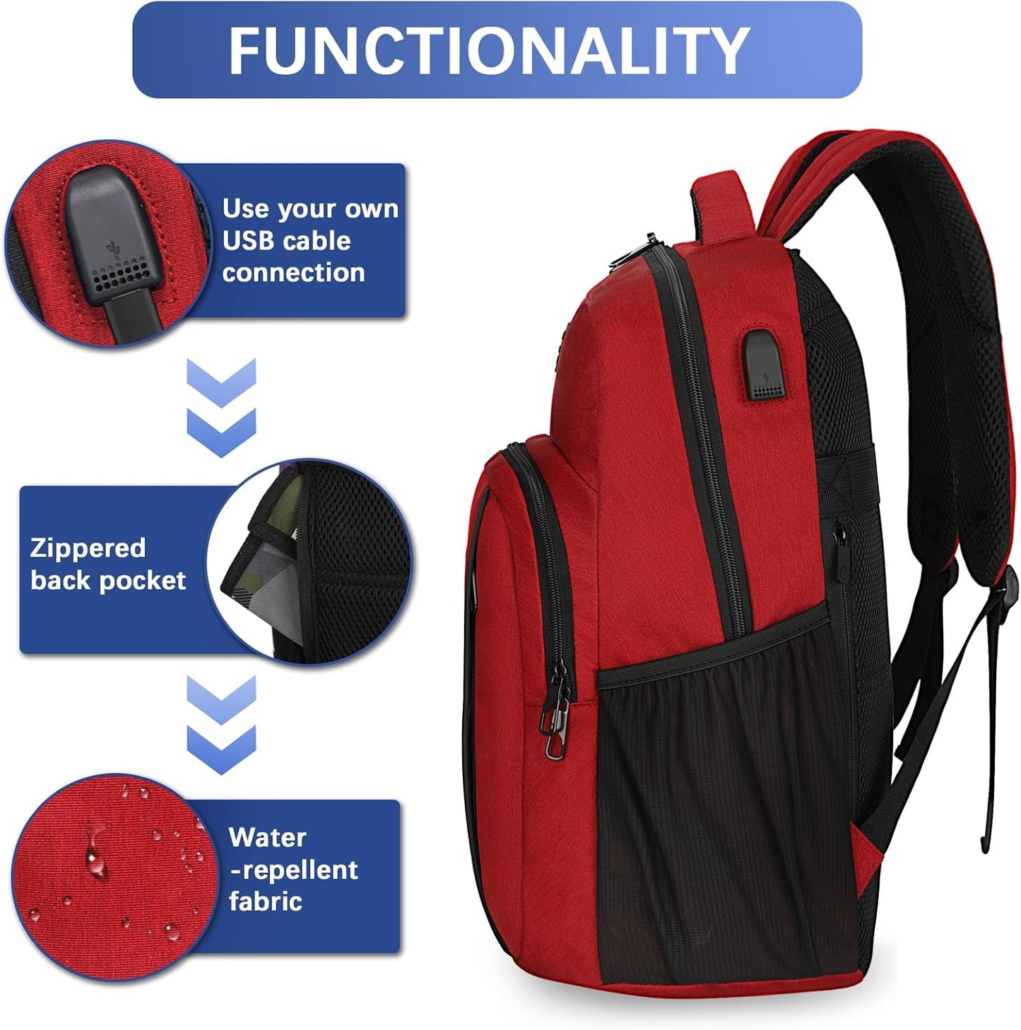 LARIPOP Extra Large Backpack,17.3 Inch Business Laptop backpack for Men Women with USB Charging Port,Water-Resistant Laptopack Weekender Daypack for Work College Computer