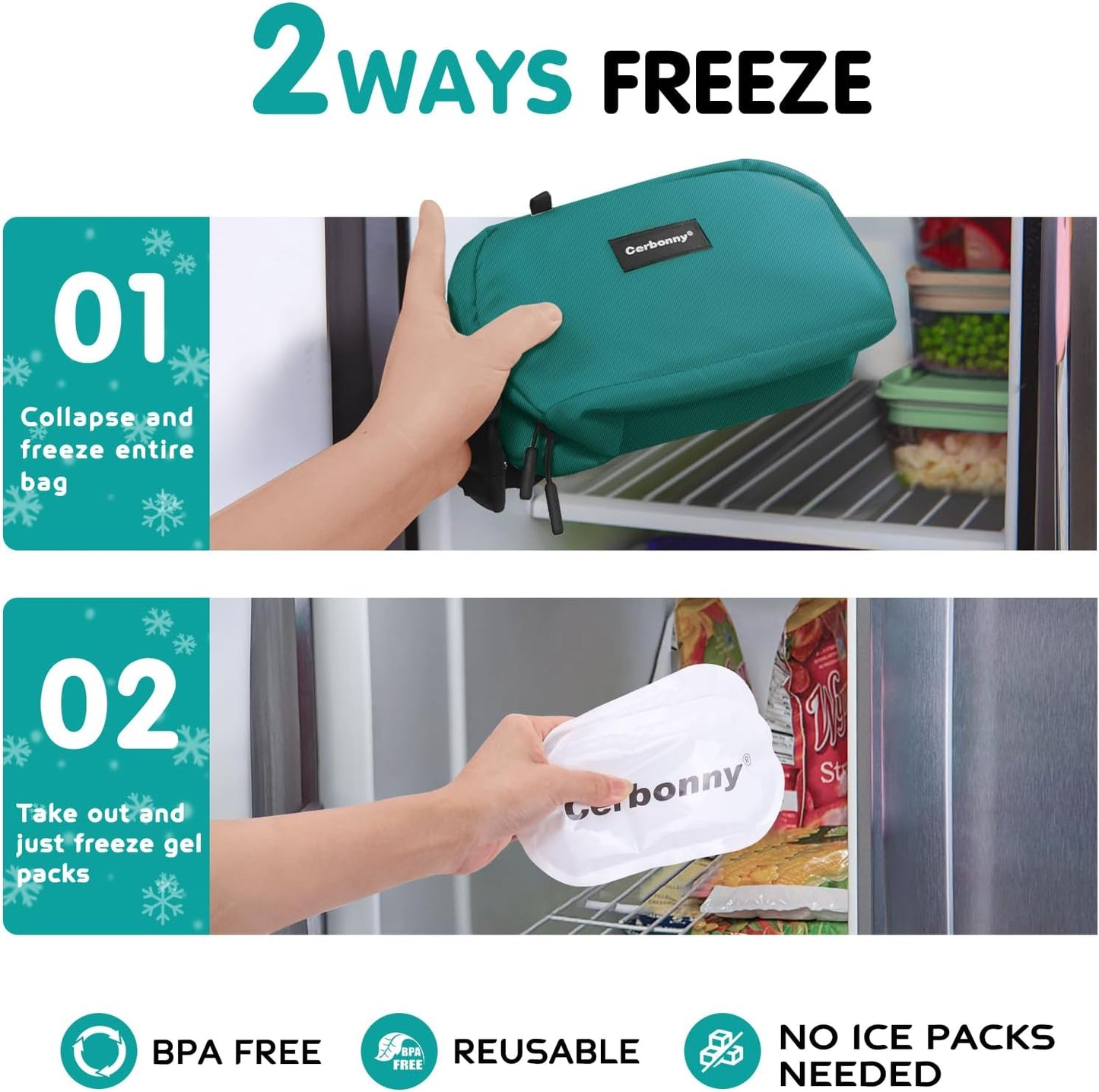 Cerbonny Small Cooler Bag Freezable Lunch Bag for Work School Travel, Leak-proof, Insulated, Waterproof, Portable, 3.5L, Iron Blue-2