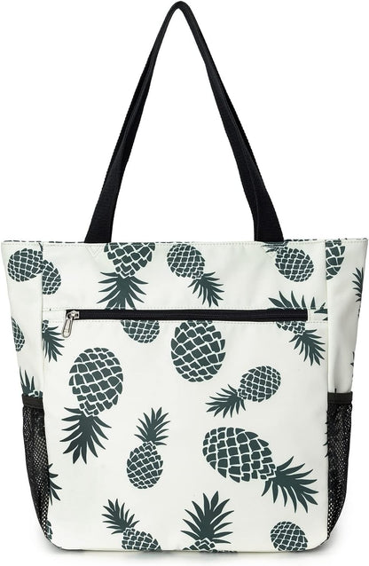 ETidy Large Capacity Foldable Tote Bag With Zipper Water-resistant SandproofWomen Beach Bag Handbag GymBag Travel ShoppingBag