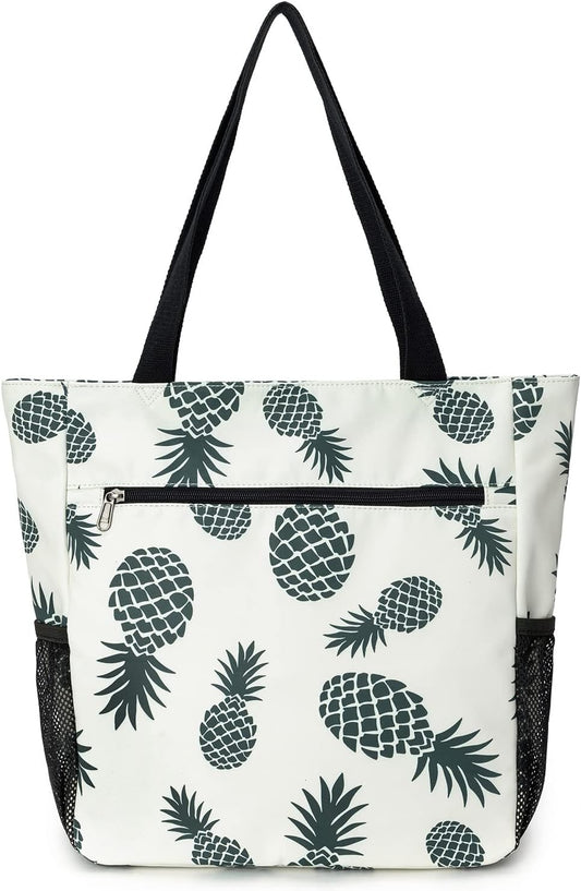 ETidy Large Capacity Foldable Tote Bag With Zipper Water-resistant SandproofWomen Beach Bag Handbag GymBag Travel ShoppingBag