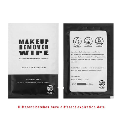 200 Count Makeup Remover Wipes Individually Wrapped Makeup Wipes Bulk Face Cleansing Wipes,Individual Wet Wipes, Travel Towelette Makeup Remover Cloth for Face Cleansing Skin Care Remove Makeup(Black)