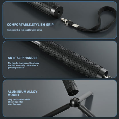 36'' Extension Selfie Stick Extendable Monopod Pole Waterproof Handle Grip Accessories Compatible for GoPro Max Hero 13 12 11 10 9 8 7 6 5 Insta360 AKASO DJI Osmo Action Camera and More