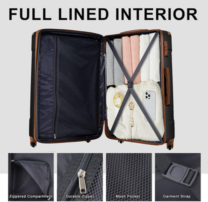 Merax Luggage Expandable Lightweight Spinner Suitcase with Corner Guards, 3-Piece Set (20/24/28 Blue)