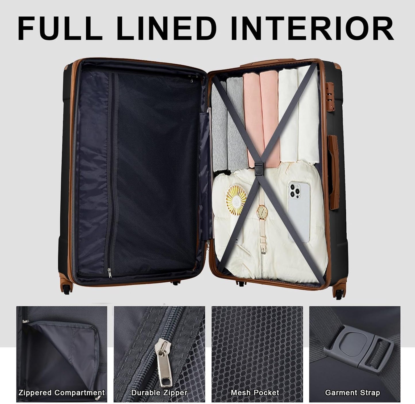 Merax 24 Inch Expandable Checked Luggage, Hardshell ABS Medium Suitcase with Spinner Wheels, TSA Lock, Lightweight Travel Suitcase for Long Trips and Vacations