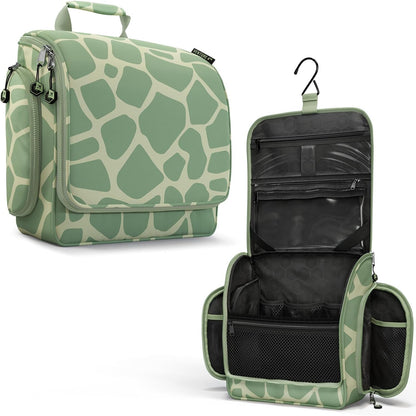 VENTURE 4TH Hanging Travel Toiletry Bag for Women & Men - Travel Organizer with Expandable Compartments & Removable Clear Pouch for Toiletries (Olive Giraffe)