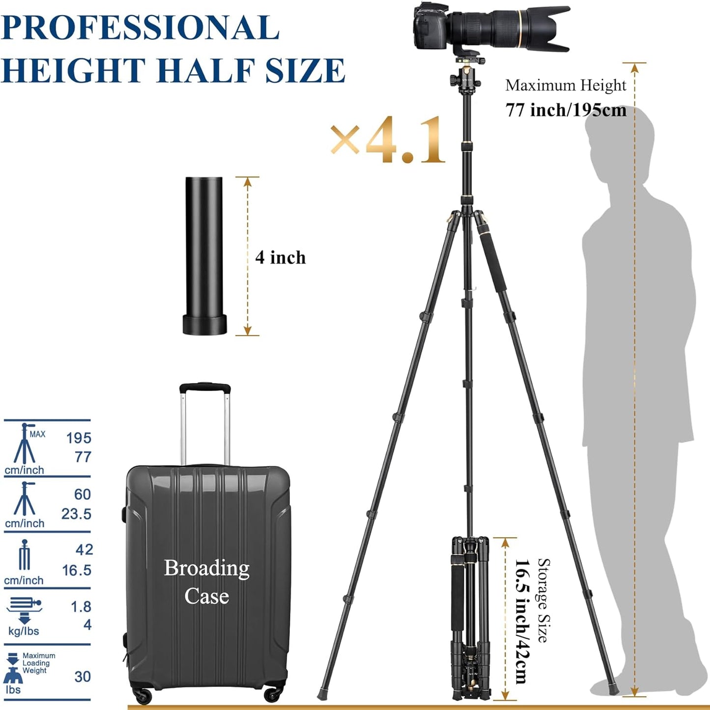 77" Aluminum Camera Tripods & Monopods, Victiv Compact Travel Tripod for Camera DSLR, Spotting Scope,Telescope, Binoculars, Porfessional Heavy Duty Camera Tripod Stand for Photography Video Recording