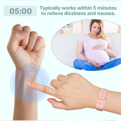 Motion Sickness Bands Sea Sickness Wristbands Adjustable Acupressure Nausea Wristband/,Natural Relief of Nausea Headaches,Insomnia,Anxiety,Sleep Aid, Morning Sickness,Motion Sickness(1Pair Pink Sand