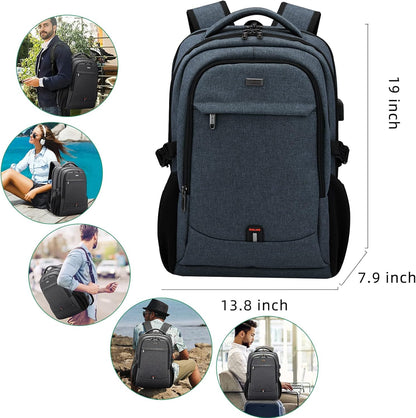 DUSLANG 17 Inch Travel Laptop Backpack Water Resistant College Backpack for Men Laptop Bag with USB Charging Port,Dark Grey