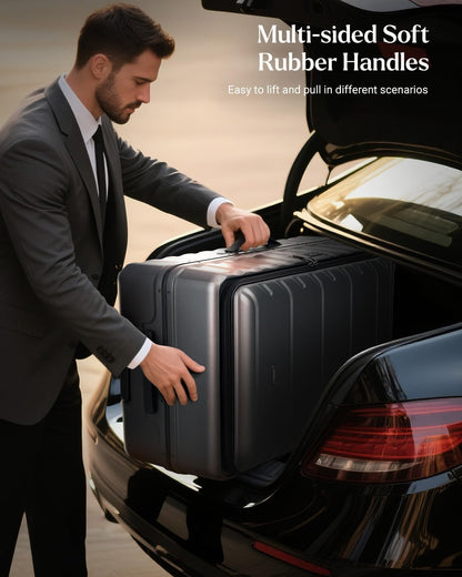 Checked Luggage, 28 Inch Luggage with Spinner Wheels, Large Suitcase with Lightweight PC Hard Shell, Aluminum Frame, Top Opening, YKK Zipper, TSA Lock (Grey, 1PC)