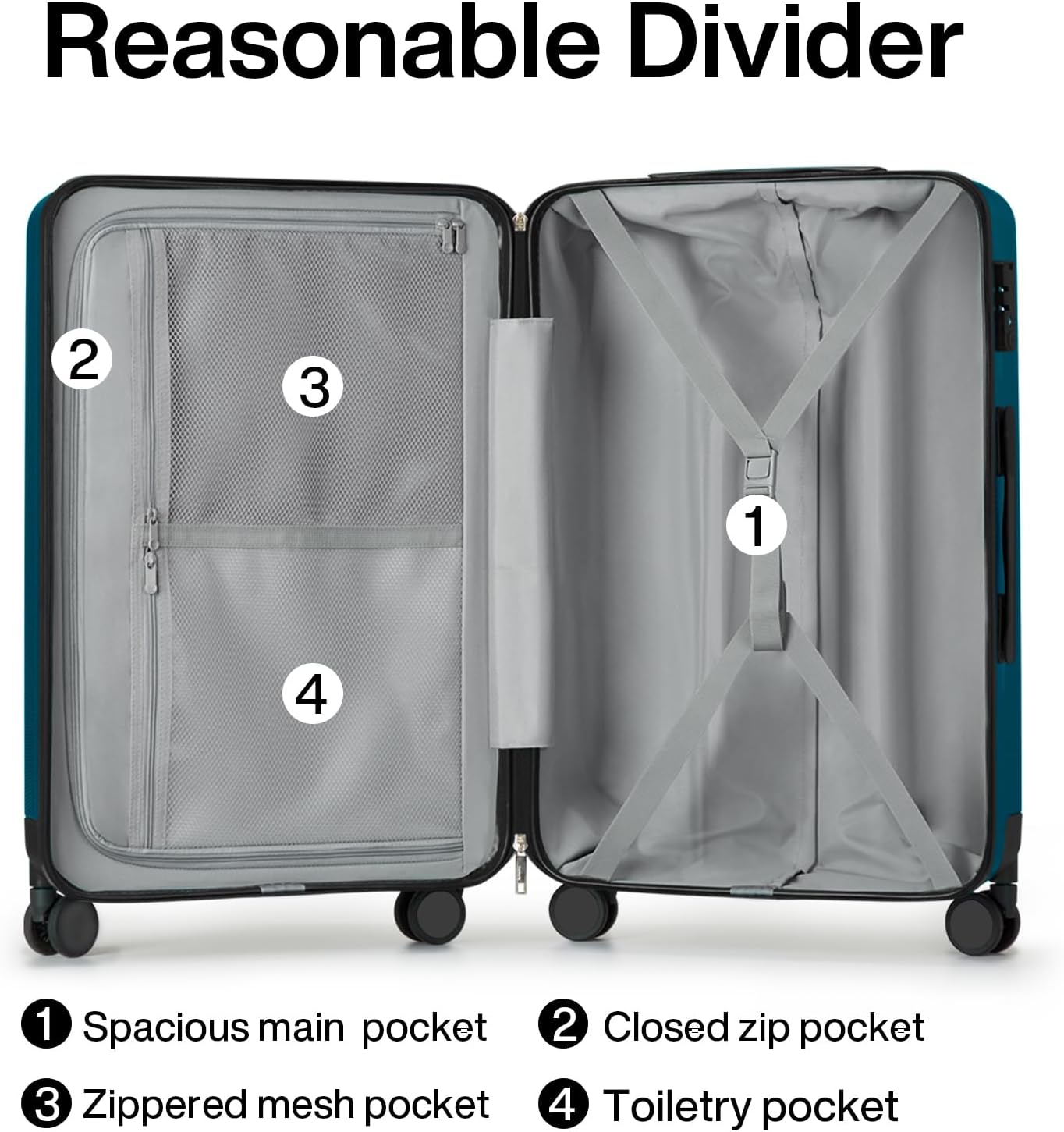 Hanke Luggage Sets 3 piece Carry On Luggage with Wheels PC Hard Shell Suitcases Lightweight Checked Travel Luggage Extra Large Travel Suitcase Woman Men 20/24/29 Inch(Caribbean Blue)