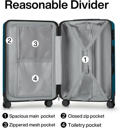 Hanke Luggage Sets 3 piece Carry On Luggage with Wheels PC Hard Shell Suitcases Lightweight Checked Travel Luggage Extra Large Travel Suitcase Woman Men 20/24/29 Inch(Caribbean Blue)