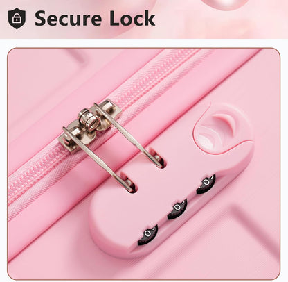 Merax Luggage Sets 3-Piece Hardshell with Spinner Wheels Lightweight Suitcase with Corner Guards (Pale Pink, 20/24/28)