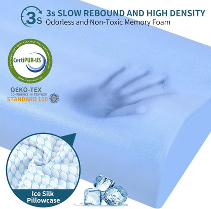 Cervical Pillow for Neck Pain Relief, Contour Memory Foam Pillows for Sleeping, Odorless Ergonomic Pillow Adjustable Orthopedic Cooling Pillow Bed Pillow Neck Support for Side Back Stomach Sleepers