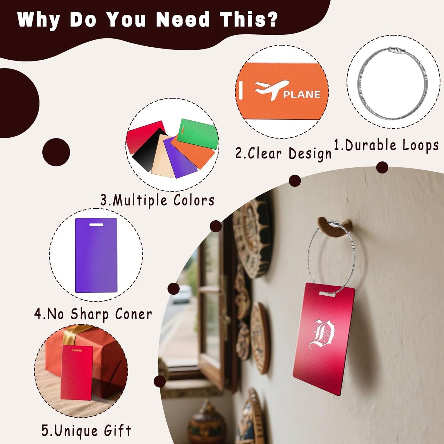 4PCS Personalized Luggage Tags for Travel Durable Aluminium Luggage Tags for Suitcases Custom Bag Tags for Backpacks Heavy Duty Personalized Name Tags for Birthday Gifts (Small,Yellow)