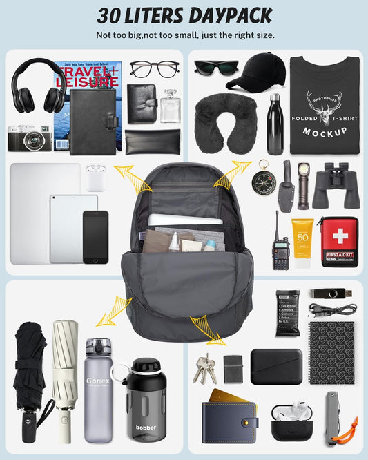 Gonex 30L Ultra Lightweight Packable Backpack, Handy Foldable Daypack for Camping Outdoor Travel Cycling Backpacking