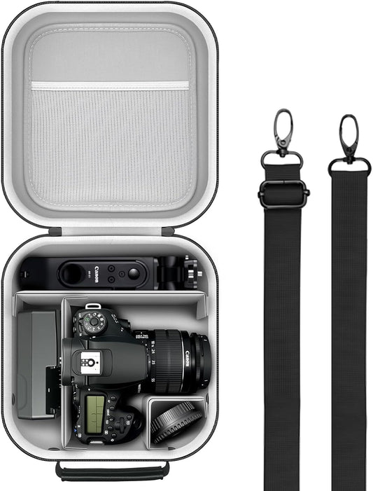 Krypthos Travel Camera Storage Case Compatible with Canon EOS Rebel T7/ R100/ R50/ 90D/ 2000D Nikon D7100/ D7500 Sony Alpha ZV-E10, Camera Protective Storage Holder Organizer Bag Carrying Bag