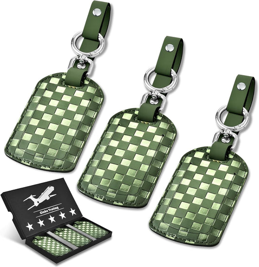 Luggage Tags for Suitcases Travel Accessories: Leather Luggage Tag 3 Pack TSA Approved, Airplane Travel Essentials for Men, Bag Tags for Luggage Long Flight Must Haves Travels Gifts Airport Essentials