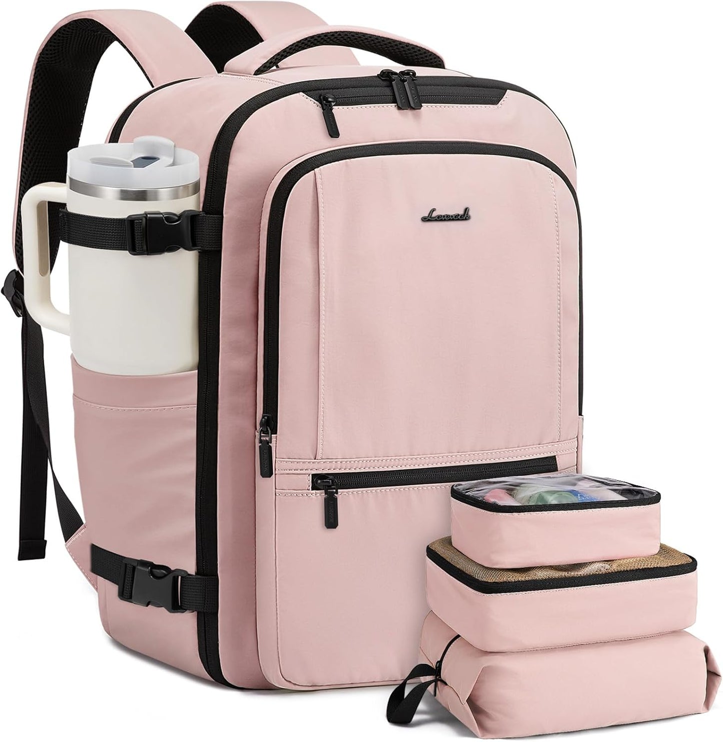 LOVEVOOK Travel Backpack for Women & Men, 40L Large Carry On Backpack Airline Approved, TSA Personal Item Weekender Bag, Water Resistant Laptop Backpack with 3 Packing Cubes for Travel Essentials