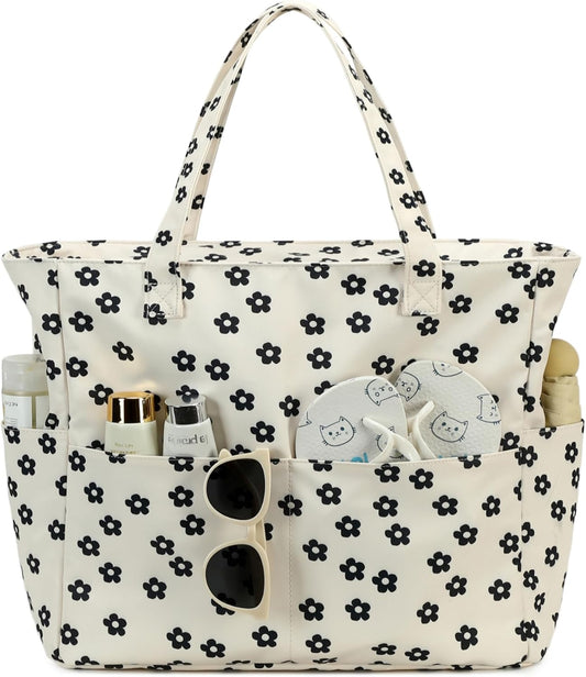 Waterproof Beach Tote Pool Bags for Women Ladies Extra Large Gym Tote Carry On Bag With Wet Compartment for Weekender Travel