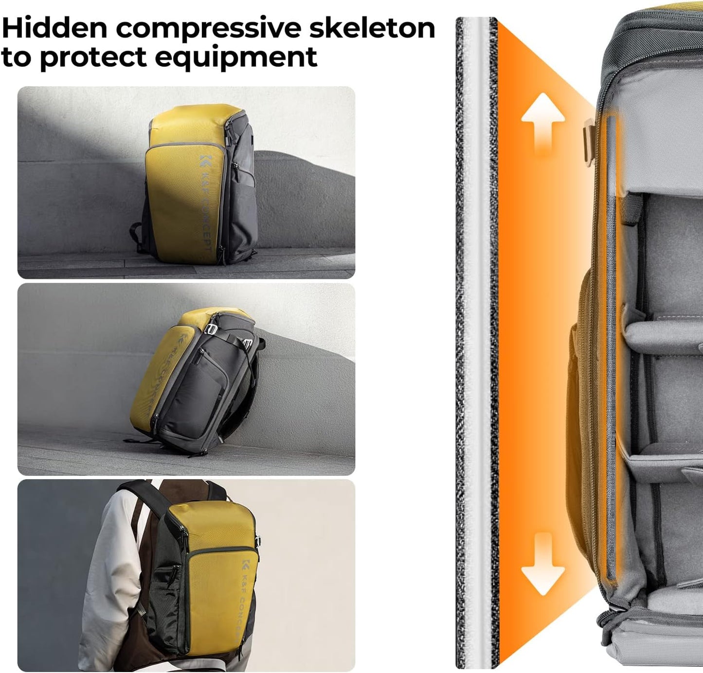 K&F CONCEPT Professional Camera bags for photographers 25L Large Capacity Camera Case Waterproof Photography Camera Backpack for Dslr Cameras