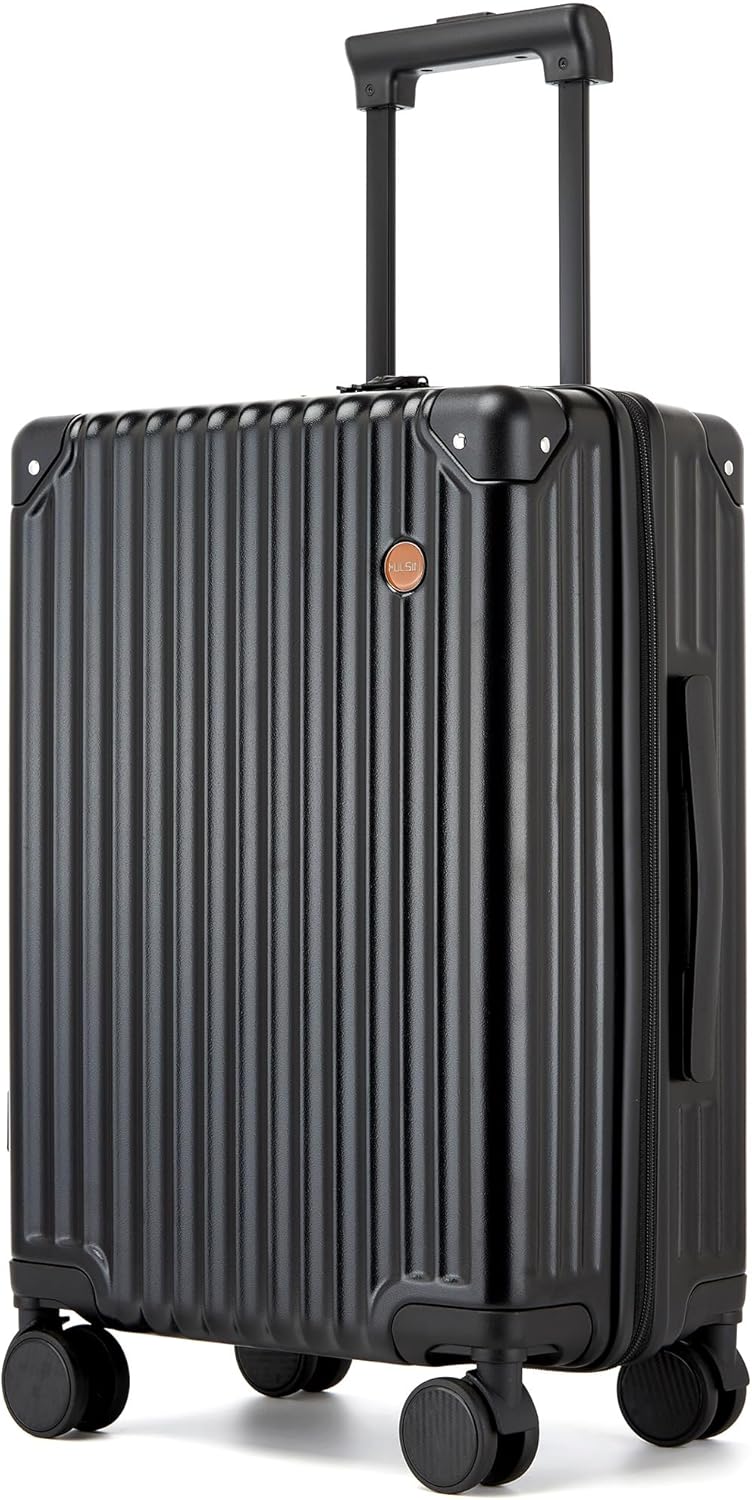 20 Inch Carry on Luggage,Airline Approved 22x14x9 Hard Shell Carry on Suitcase with 360° Spinner Wheels,TSA Lock and Lightweight Hardside Carry-on Luggage for Travel (Black, 20 Inch)