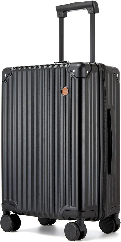 20 Inch Carry on Luggage,Airline Approved 22x14x9 Hard Shell Carry on Suitcase with 360° Spinner Wheels,TSA Lock and Lightweight Hardside Carry-on Luggage for Travel (Black, 20 Inch)