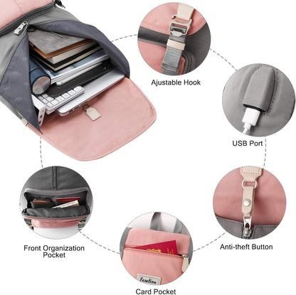 17 Inch Women Backpack School Bags for Teen Girls,College Student Bookbag Computer Backpack with USB Charging Port