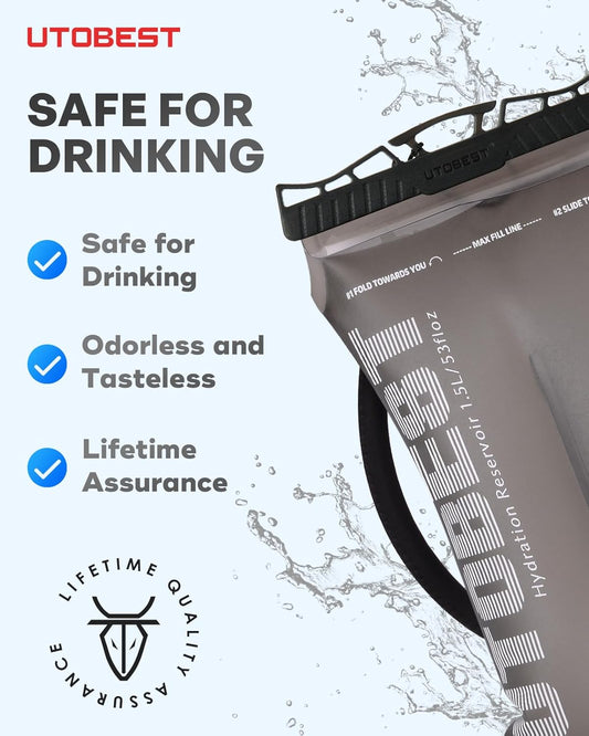 Hydration Bladder,TPU Water Bladder,Water Bladder for Hiking Backpack,BPA Free,Wide Opening,Leak-Proof,Water Reservoir for Hiking Cycling Camping Running