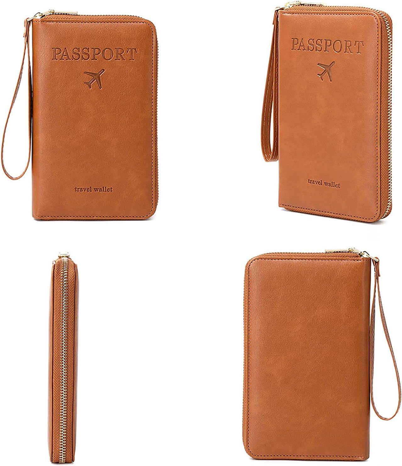 Rowgins Rfid Blocking Passport Holder Wallet, Rowgins Rfid Passport Holder with Zipper, PU Leather PassportHolder for Travel (GREEN)