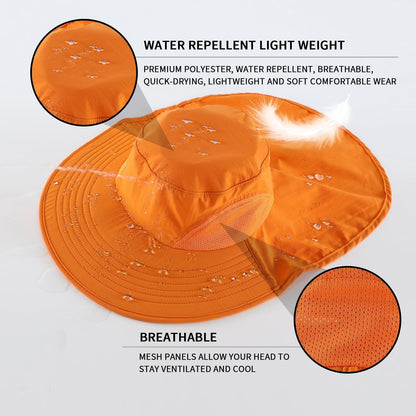 Home Prefer Outdoor UPF50+ Sun Hat Wide Brim Mesh Fishing Hat with Neck Flap