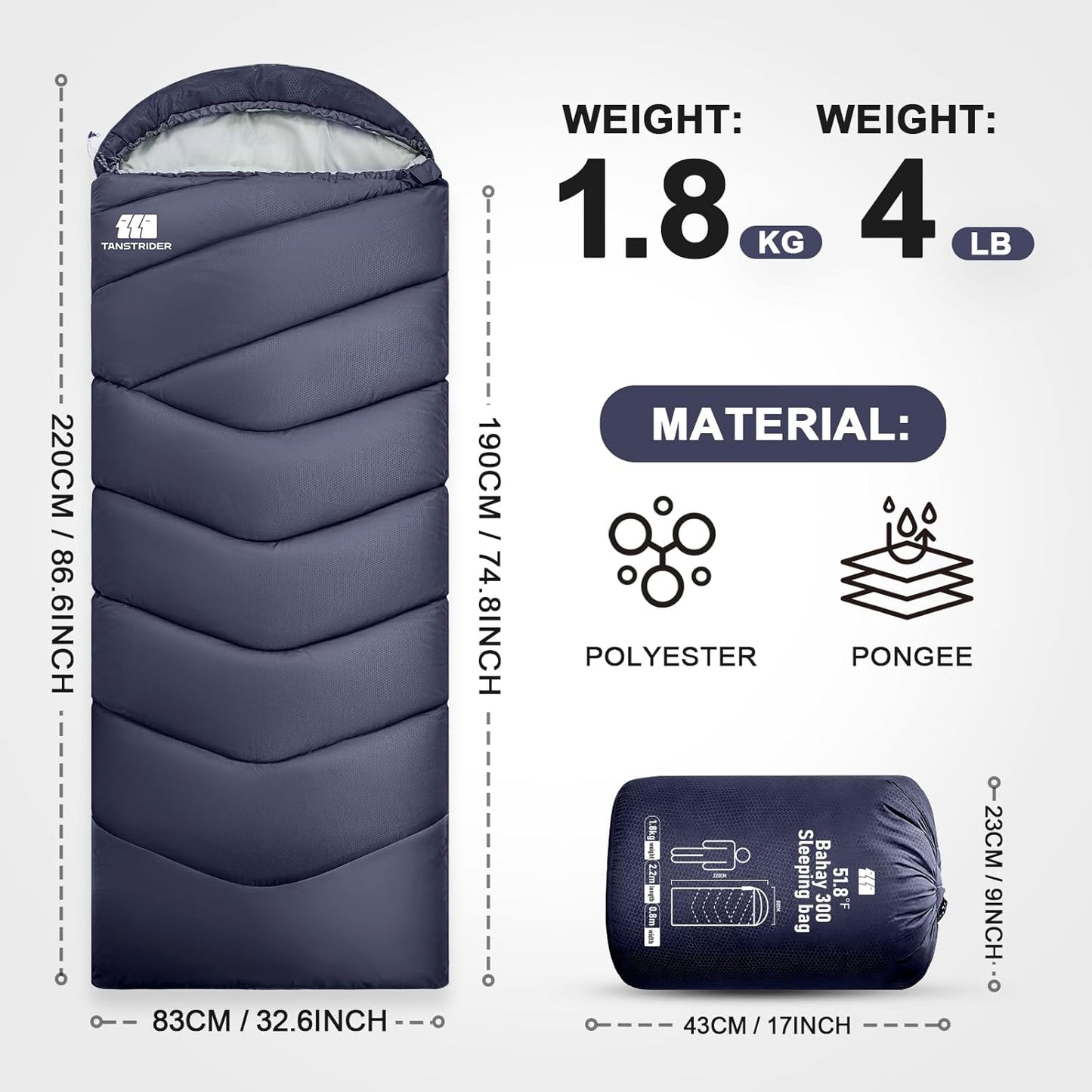 Sleeping Bags for Adults Cold Weather,Portable, Waterproof,Lightweight Camping Sleeping Bag for Tall Girls Boys with Compression Sack for Warm Camping, Hiking, Outdoor & Indoor