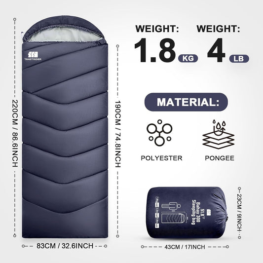 Sleeping Bags for Adults Cold Weather,Portable, Waterproof,Lightweight Camping Sleeping Bag for Tall Girls Boys with Compression Sack for Warm Camping, Hiking, Outdoor & Indoor