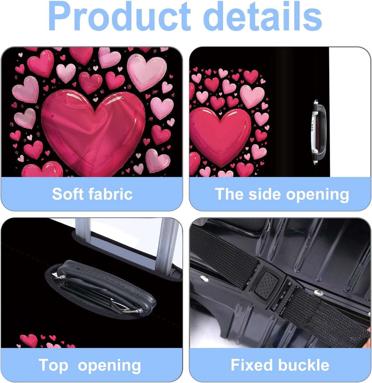 Luggage Cover Washable Suitcase Protector Anti-Scratch,Stretchable Fit for 20-34Inch Luggage Durable Travel Bag Cover with Zipper Closure (Heart, M(fits 24-26Inch suitcase))