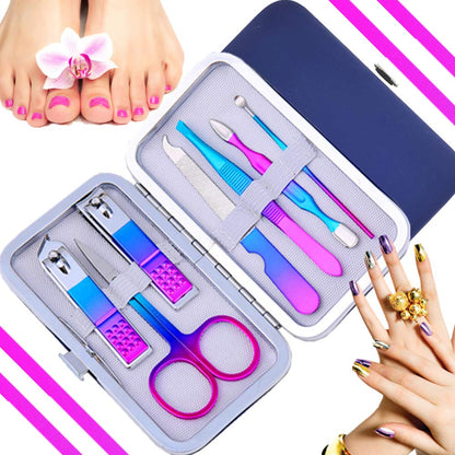 7pcs Manicure set, Nail Clippers Kit, Stainless Steel Manicure Kit, Nail Clipping Tools Portable Travel Grooming Kit, The Best Gift with Luxurious Case(Multicolor)