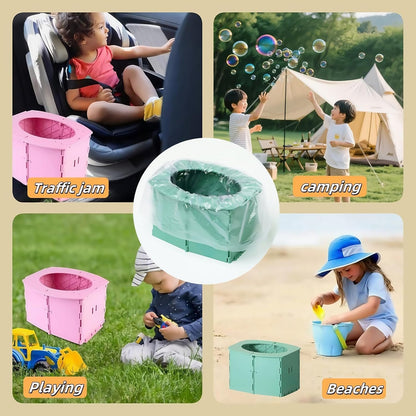 Travel Potty,Portable Potty Seat Foldable Travel Training Toilet Seat,Foldable Toilet for Outdoor Camping (Teal Pink)