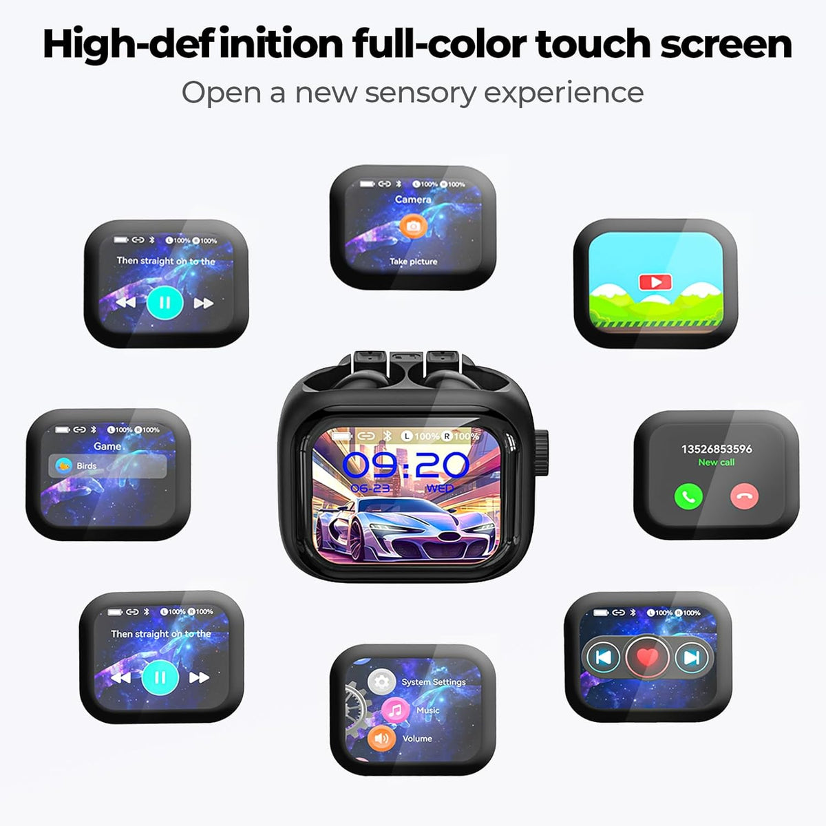 NE40 Earbuds with LCD Screen, NE40 Translation Earbuds, Bluetooth 6.0 Translation Earphone Real Time for 134 Languages, Translator Headphones with 7 Translation fit iOS&Android, Black