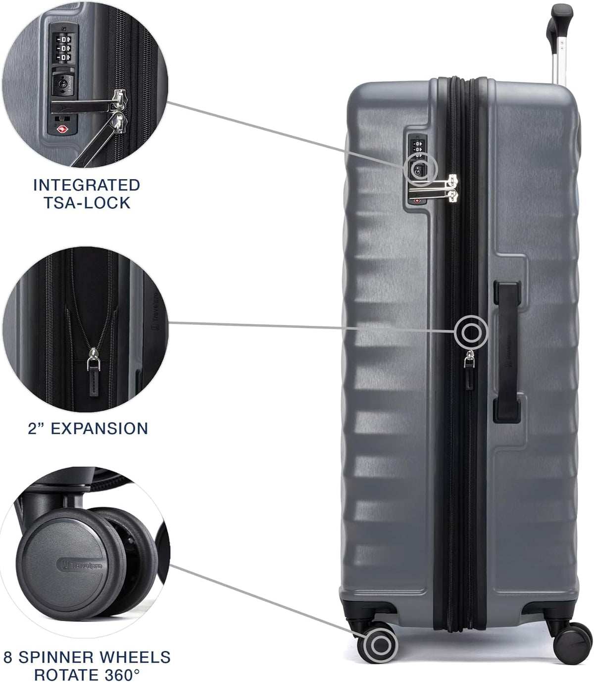 Travelpro Maxlite Air V2 Hardside Expandable Luggage, 8 Spinner Wheels, Lightweight Hard Shell, TSA lock, Shadow Grey, 2-Piece Set (21/28)