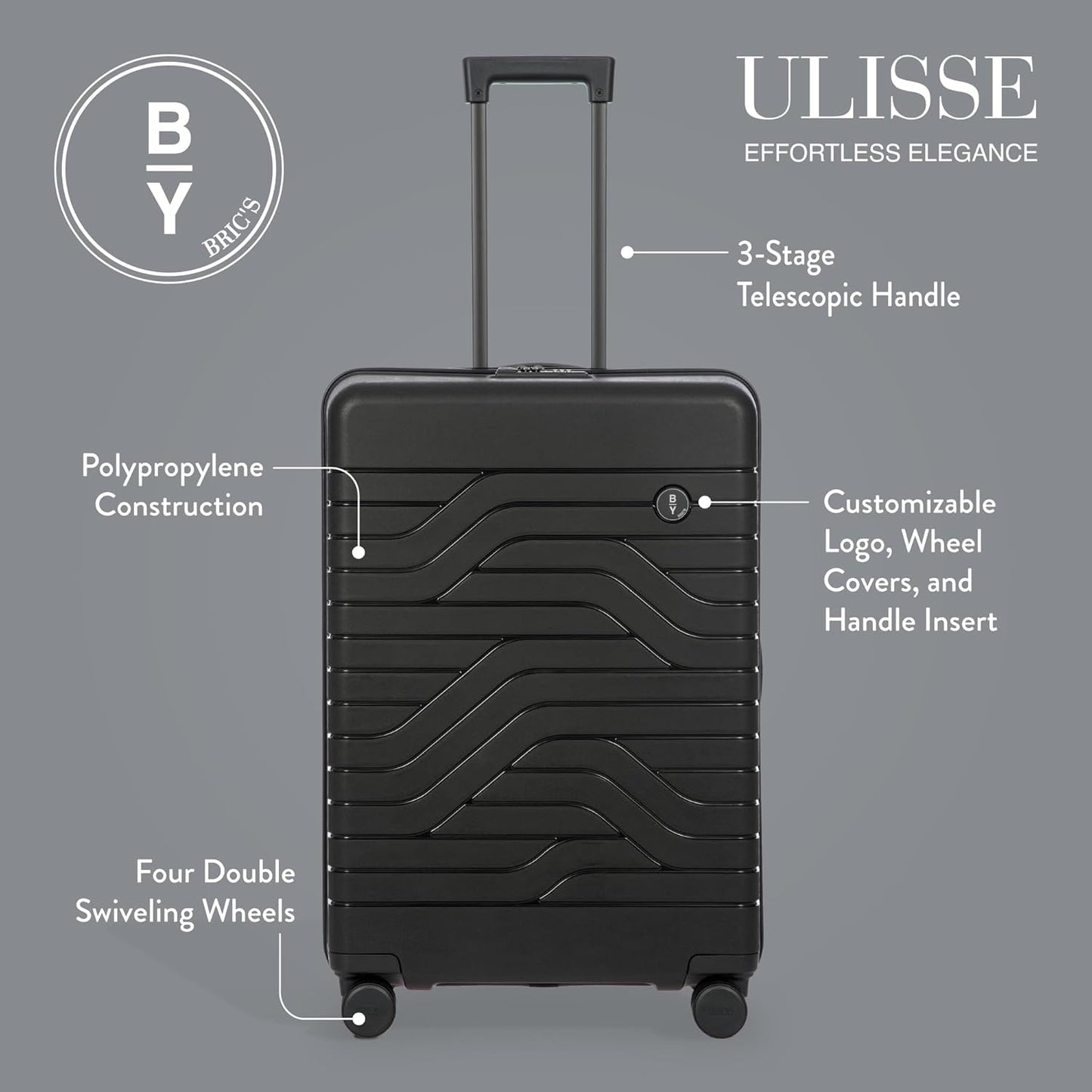 Bric's 28" Expandable Spinner Suitcase - Travel Luggage with TSA-Approved Lock and Hard Shell Exterior - B|Y Ulisse - Black