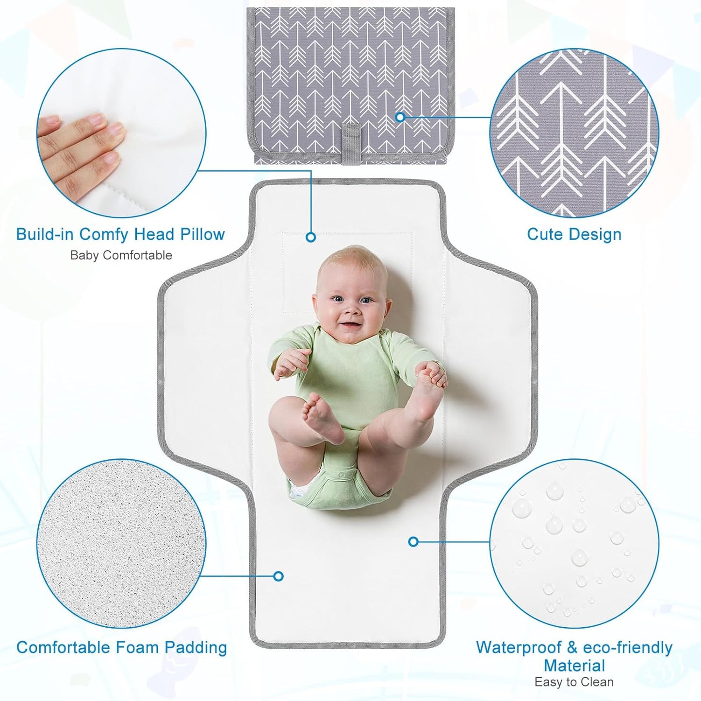 Accmor Portable Diaper Changing Pad, Waterproof Baby Changing Mat, Foldable Travel Diaper Changing Pads for Baby