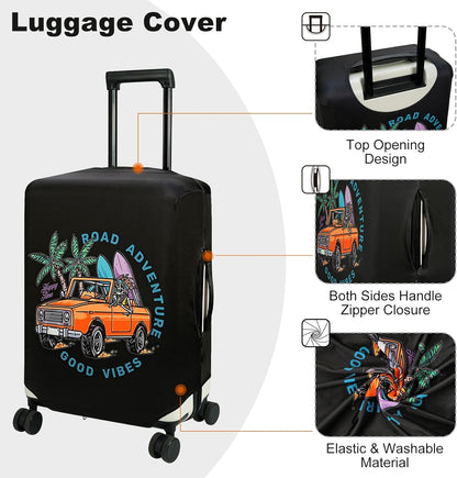 HYPER VENTURE Washable Luggage Cover - Fashion Suitcase Protector Fits 27-30 Inch Luggage (Road Adventure, L)