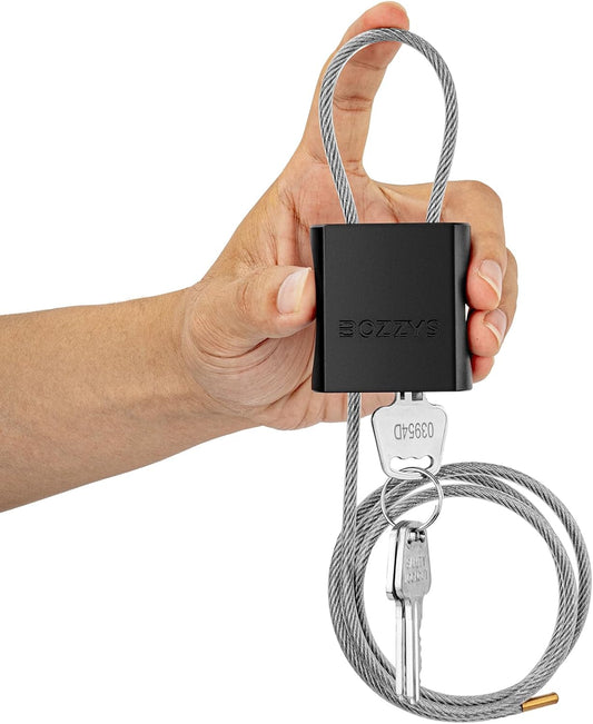 Adjustable Cable Locks with 3 Keys | 3.28ft L x 1/6in D Aluminum Steel Cable Padlock for Bikes, Gate, Lockers & Outdoor Gear | Keyed Different & Black