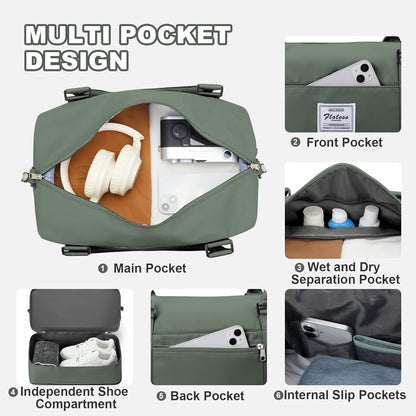 Travel Duffel Bag, Sports Tote Gym Bag, Shoulder Weekender Overnight Bag for Women