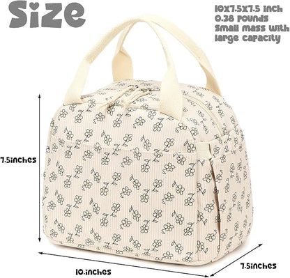 Bluboon Lunch Bag for Women Men Cute Corduroy Lunch Tote Bags Reusable - Image 2