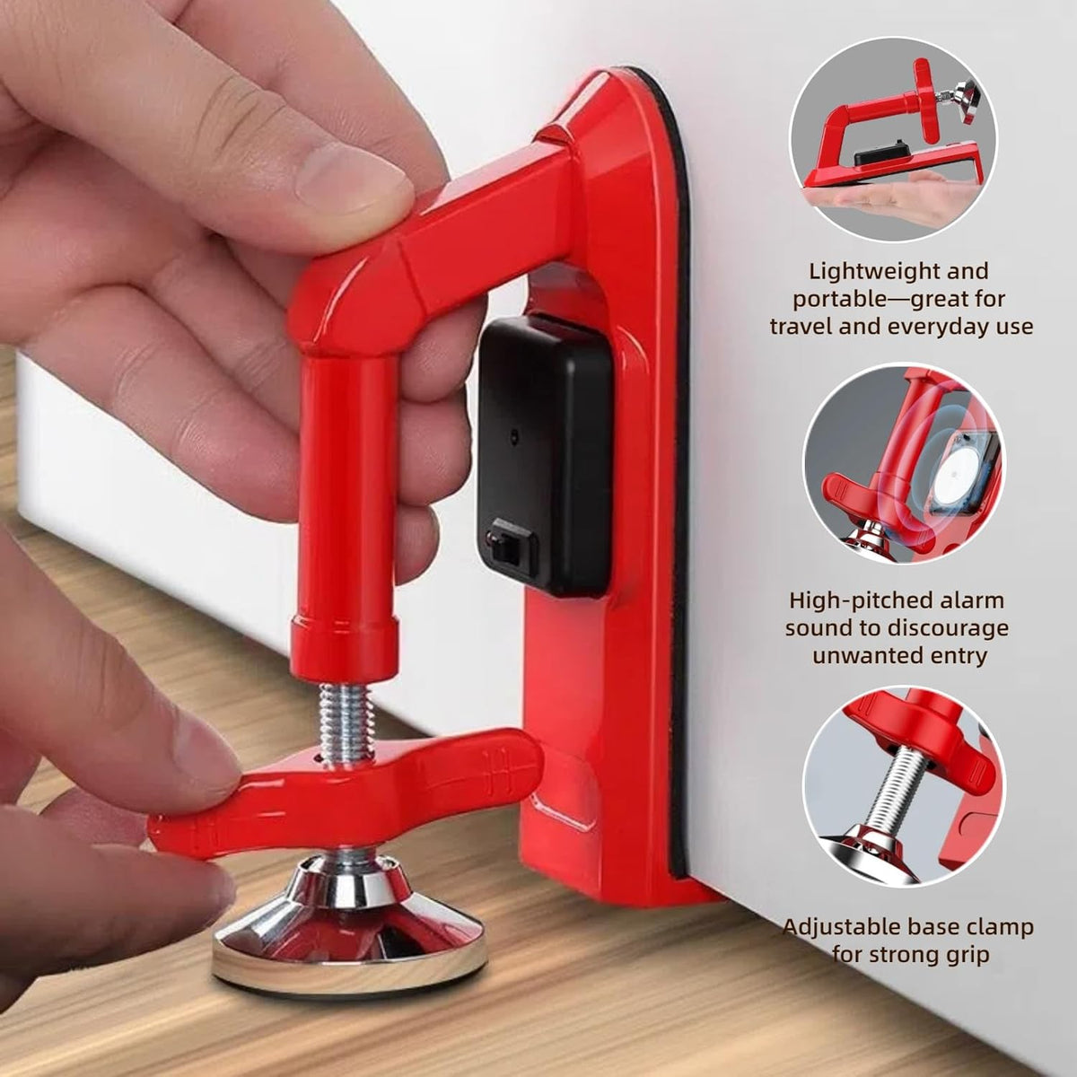 Portable Alarm Door Stopper, Portable Door Jammer, Travel Anti Theft Door Blocker, No Drill Door Stoppers Security for Home, Apartment, Office, Hotel, Travel, Portable Door Lock for Women, Children